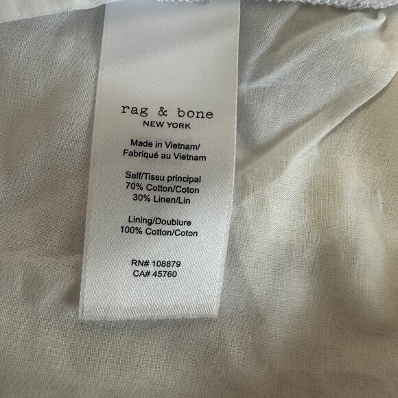 Rag and Bone White Sleeveless Mini Dress, Cotton/Linen, Beachy LWD, Size Medium - Picture 7 of 9